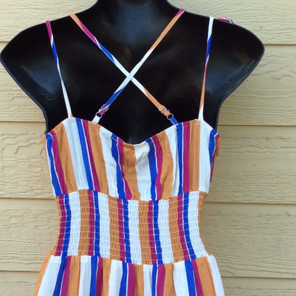 Stripe Design Smocked Tiered Dress - Picture 8 of 9